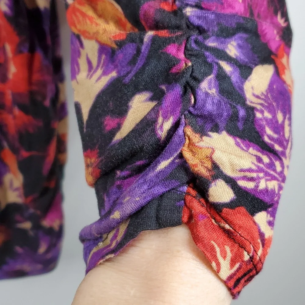 Beverly Drive Floral Blouse Red Purple Boho Tunic Top Long Sleeve Size 2X - Picture 5 of 11